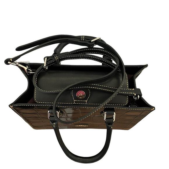 Dooney & Bourke Janine Croc Embossed Leather Satchel Purse Black Top Handles NWT - Picture 8 of 16